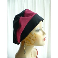 Maroon and Black Cotton Jersey Beret  Chemo Hat  eb-64771355